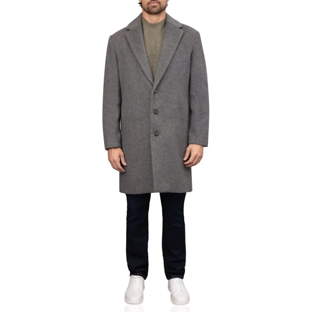 New Bagatelle Homme Wool Blend Single-Breasted Topcoat Charcoal Grey Large